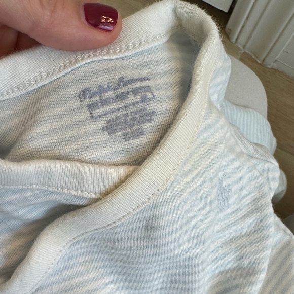 Ralph Lauren Classic Baby Blue Striped Onesie - Picture 4 of 5